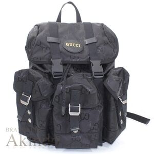 Gucci Beige the Grid Backpack Black GG Canvas